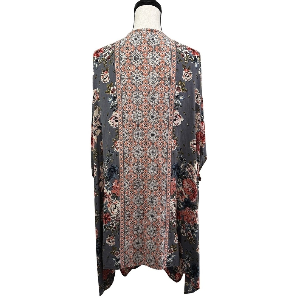 ANGIE Floral Print Kimono Cover Up Womens M Lightweight Festival Beach Boho Top - Picture 3 of 7